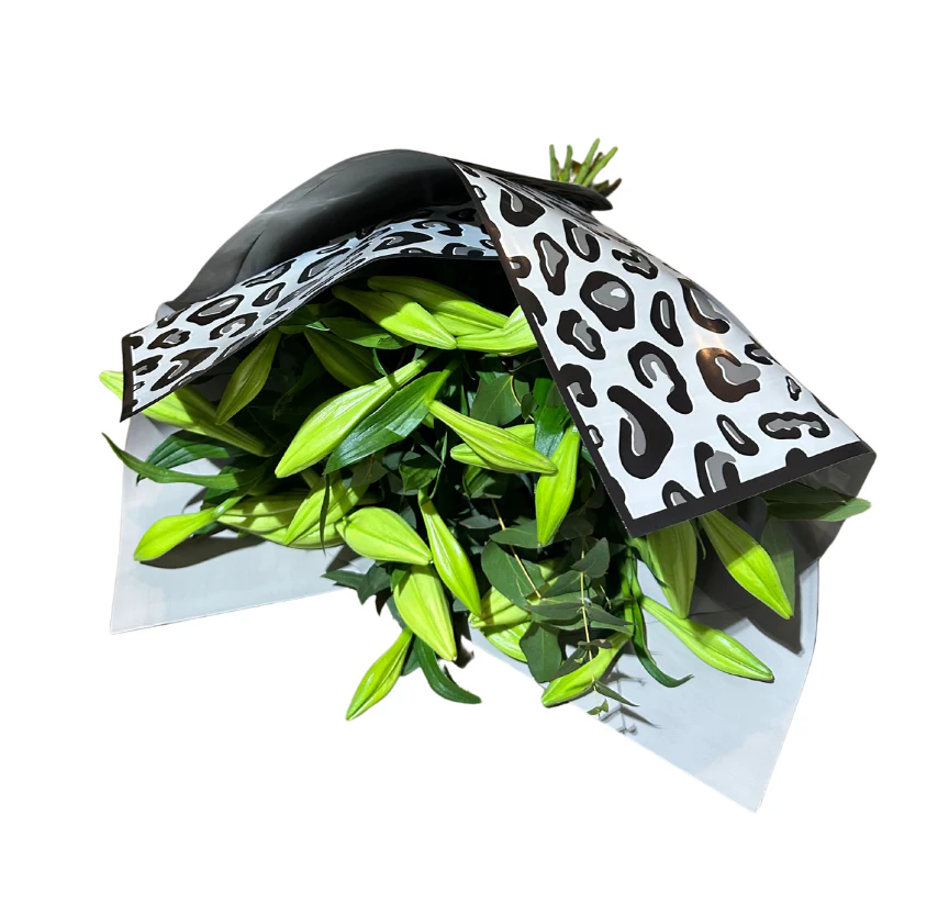 Cellophane Flower Wrap: Leopard Print Grey (Pack of 20)