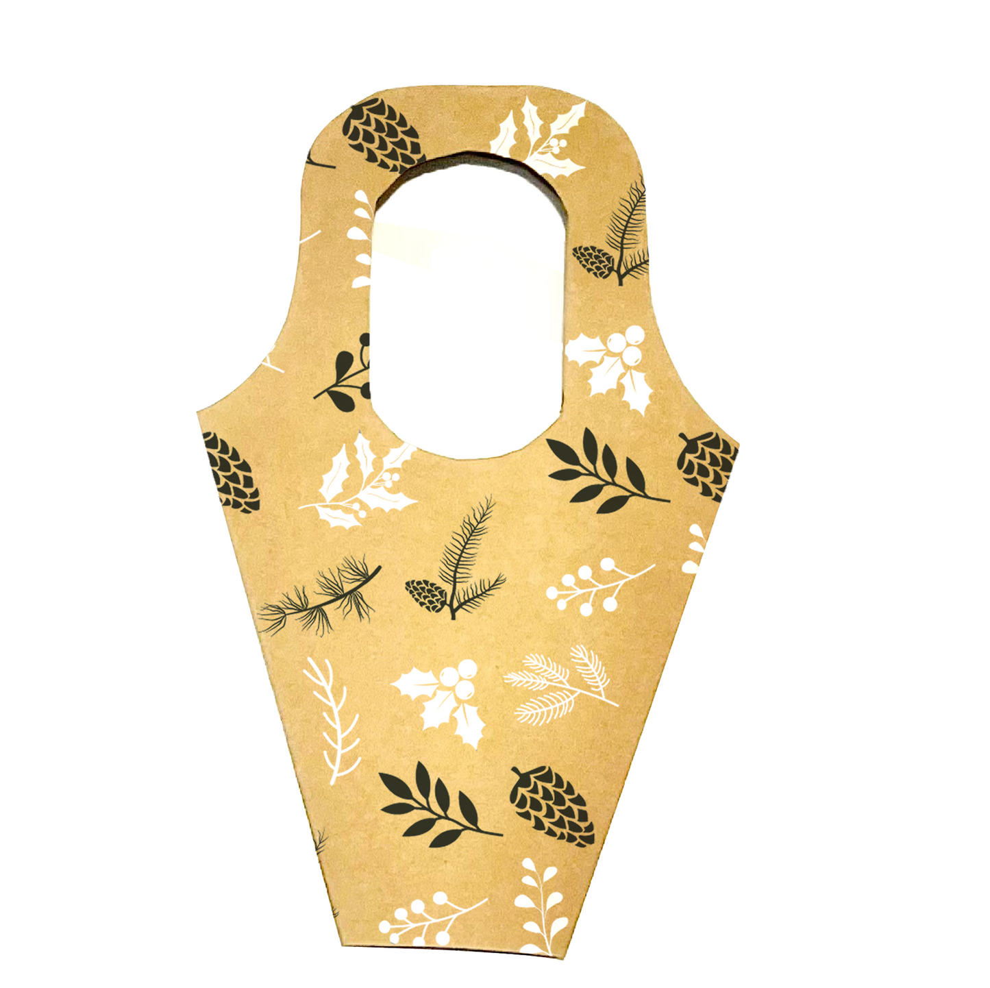 Blumenstrauß-Tragetasche 1 – Tannenzapfen, Schwarzweiß (20er-Pack)
