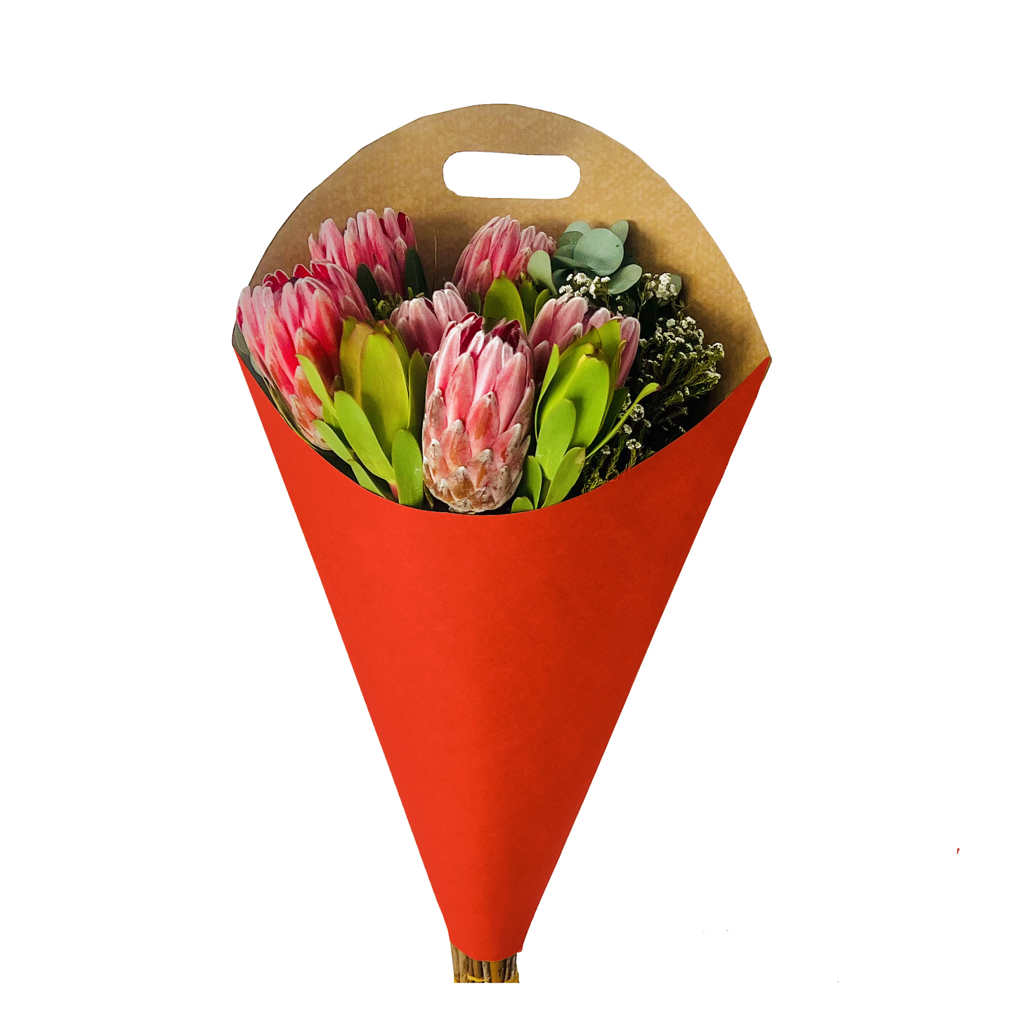 Blumenstrauß-Tragetasche 2 – schlichtes Rot (20er-Pack)