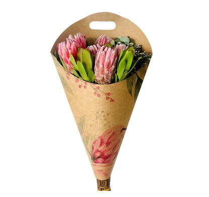 Blumenstrauß-Tragetasche 2 – Protea (20er-Pack)