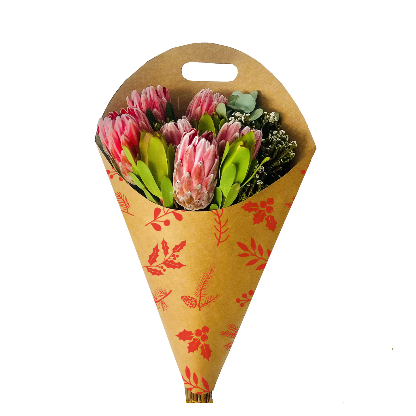 Blumenstrauß-Tragetasche 2 – Tannenzapfenrot (20er-Pack)
