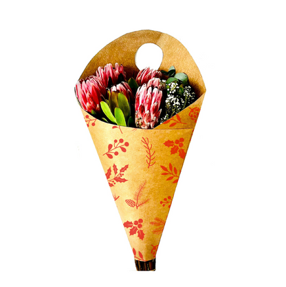 Blumenstrauß-Tragetasche 3 – Tannenzapfenrot (20er-Pack)