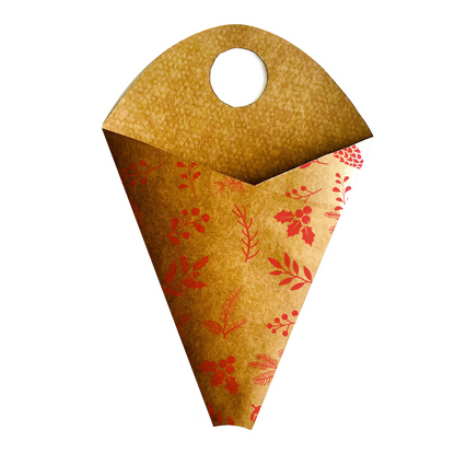 Blumenstrauß-Tragetasche 3 – Tannenzapfenrot (20er-Pack)
