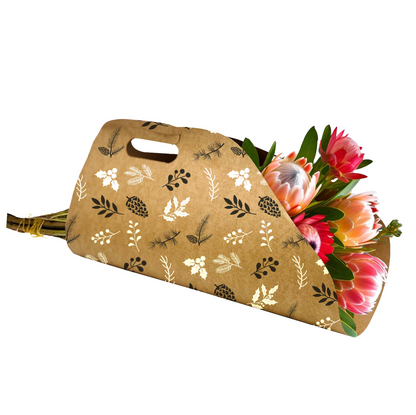 Tragetasche für Blumenstraußlieferung 1 – Tannenzapfen, Schwarzweiß (20er-Pack)