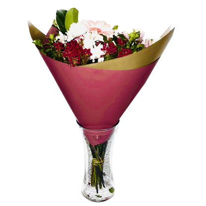 Emballage cellophane pour fleurs : deux tons rouge et or (paquet de 20)