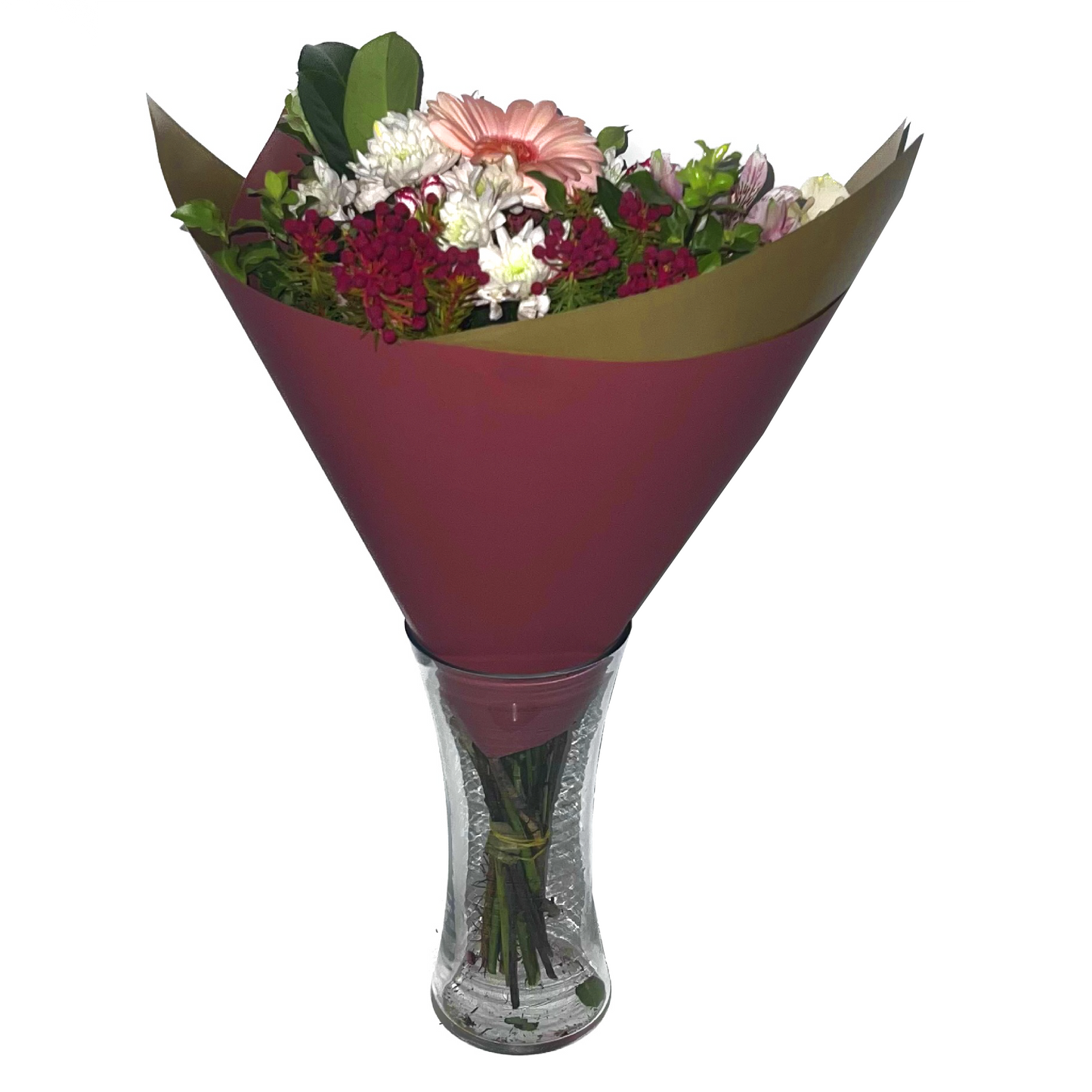 Cellophane Flower Wrap: Two Tone Cardinal & Gold (Pack of 20)
