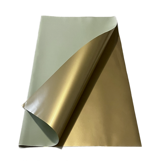 Cellophane Flower Wrap: Two Tone Sage Green & Gold (Pack of 20)