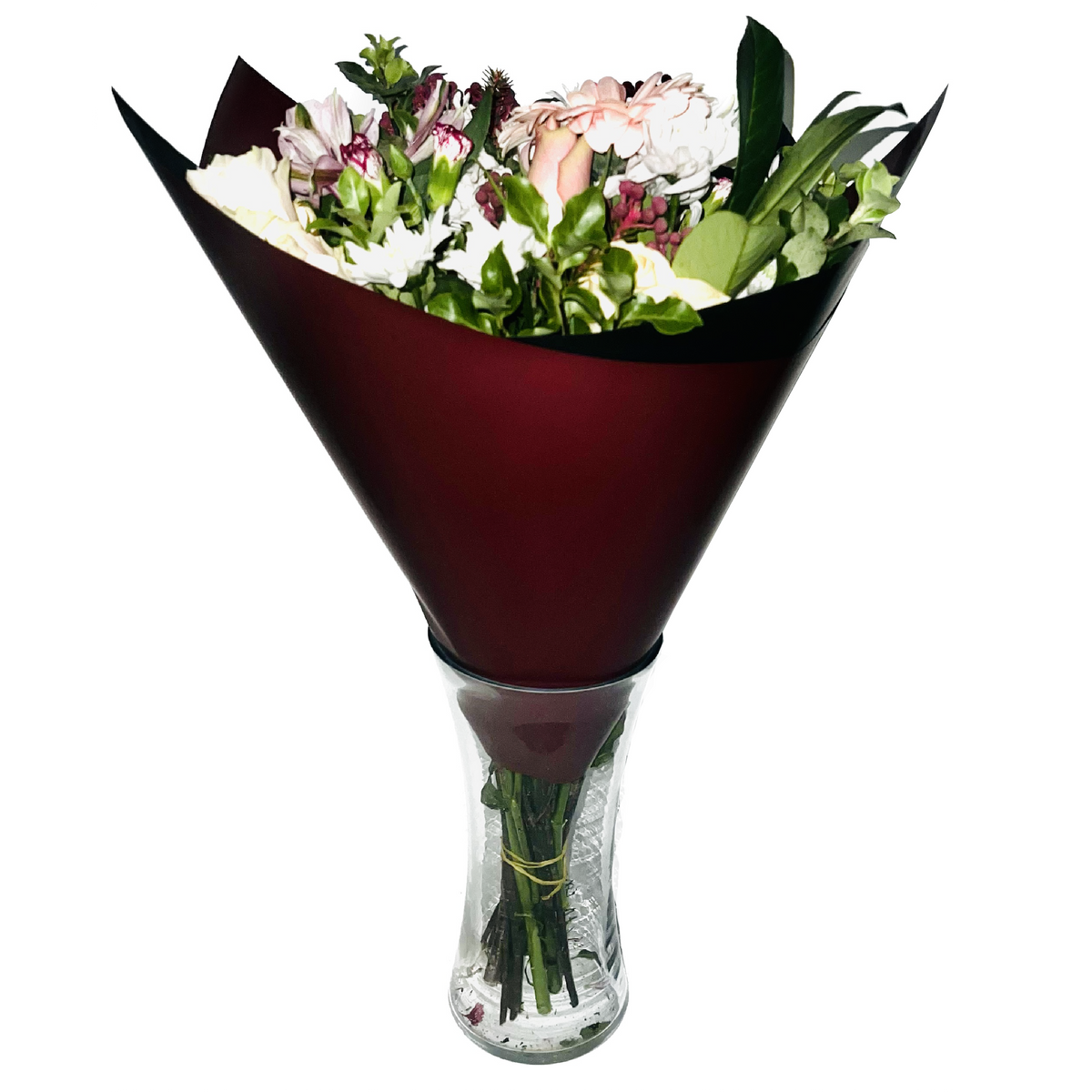 Zellophan-Blumenverpackung: Zweifarbig, Rotwein und Schwarz (20er-Packung)