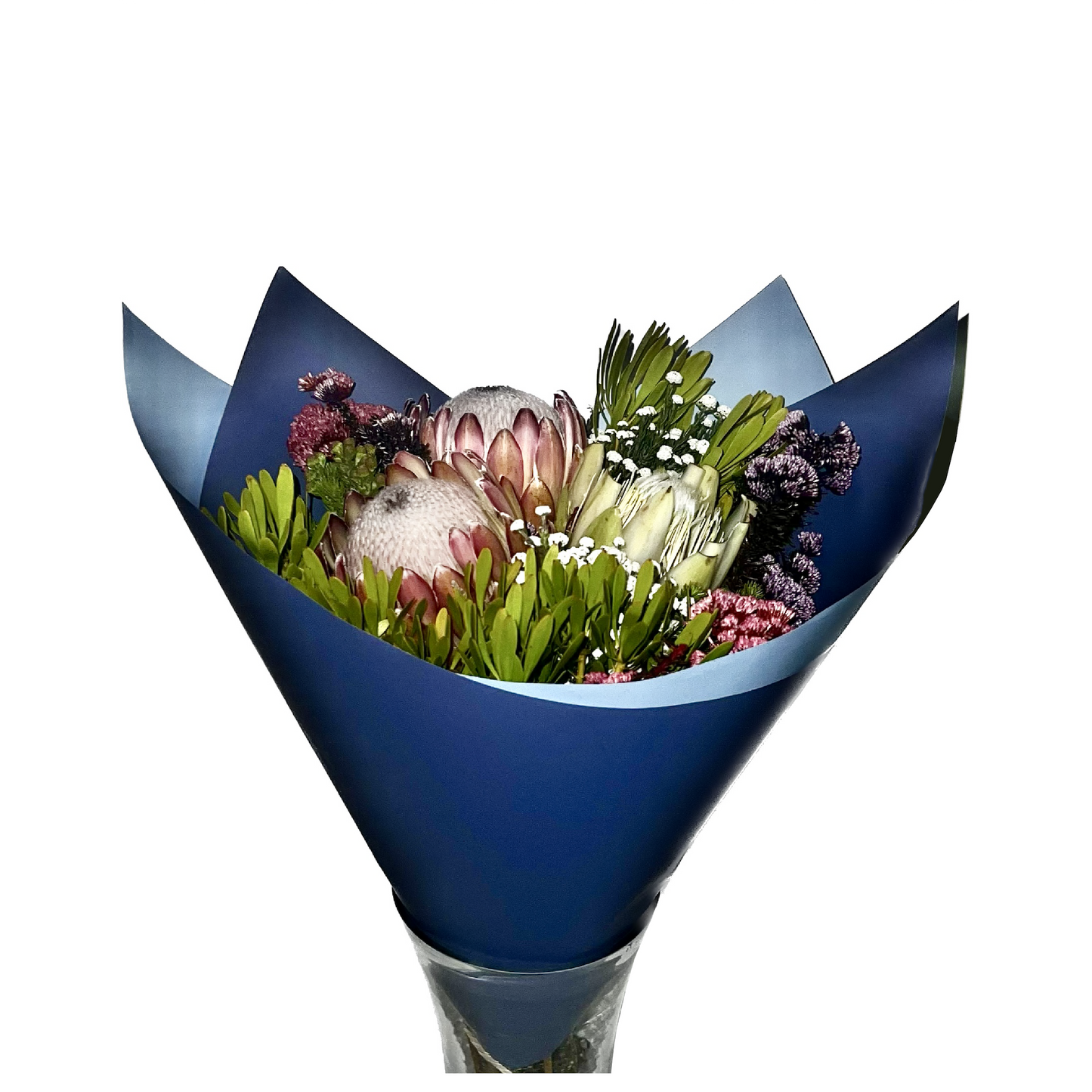 Zellophan-Blumenverpackung: Zweifarbig Dunkelblau und Hellblau (20er-Packung)