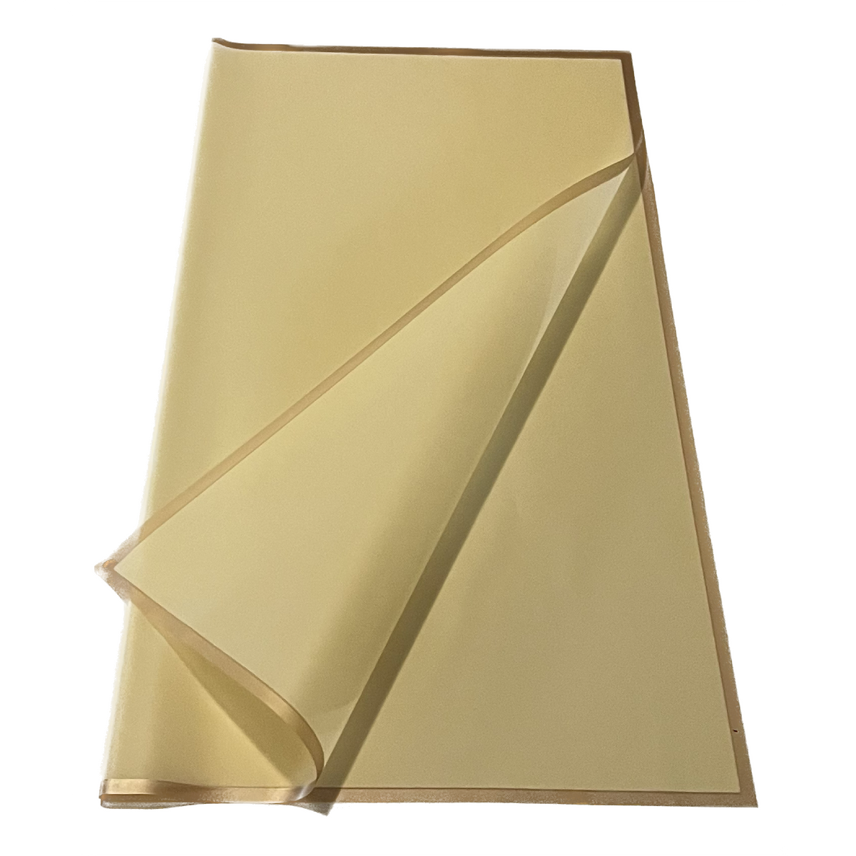 Emballage cellophane pour fleurs : jaune avec bordure dorée (paquet de 20)