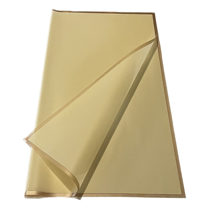Emballage cellophane pour fleurs : jaune avec bordure dorée (paquet de 20)