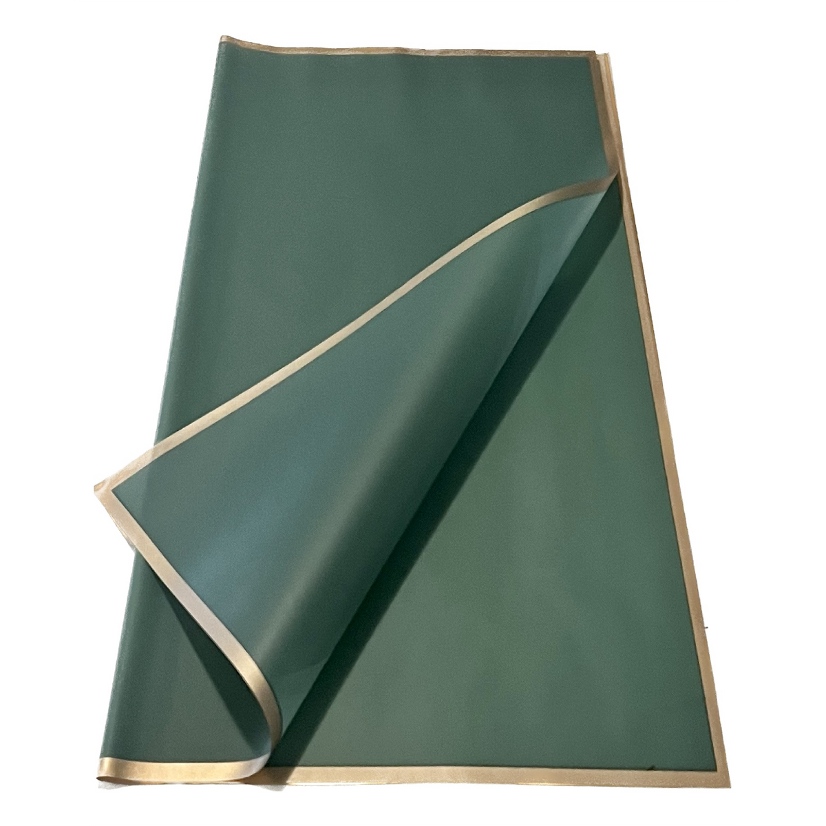 Emballage cellophane pour fleurs : turquoise foncé semi-transparent avec bordure dorée (paquet de 20)