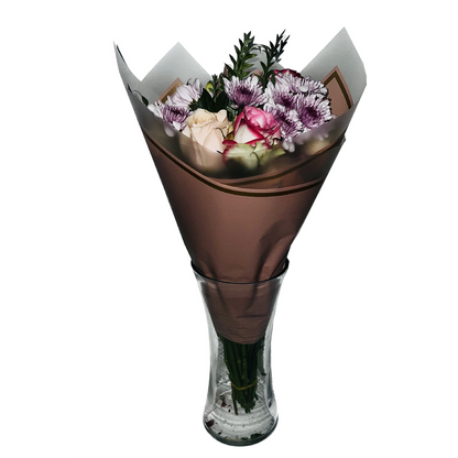 Cellophane Flower Wrap: Transparent Dusty Pink With Gold Border (Pack of 20)
