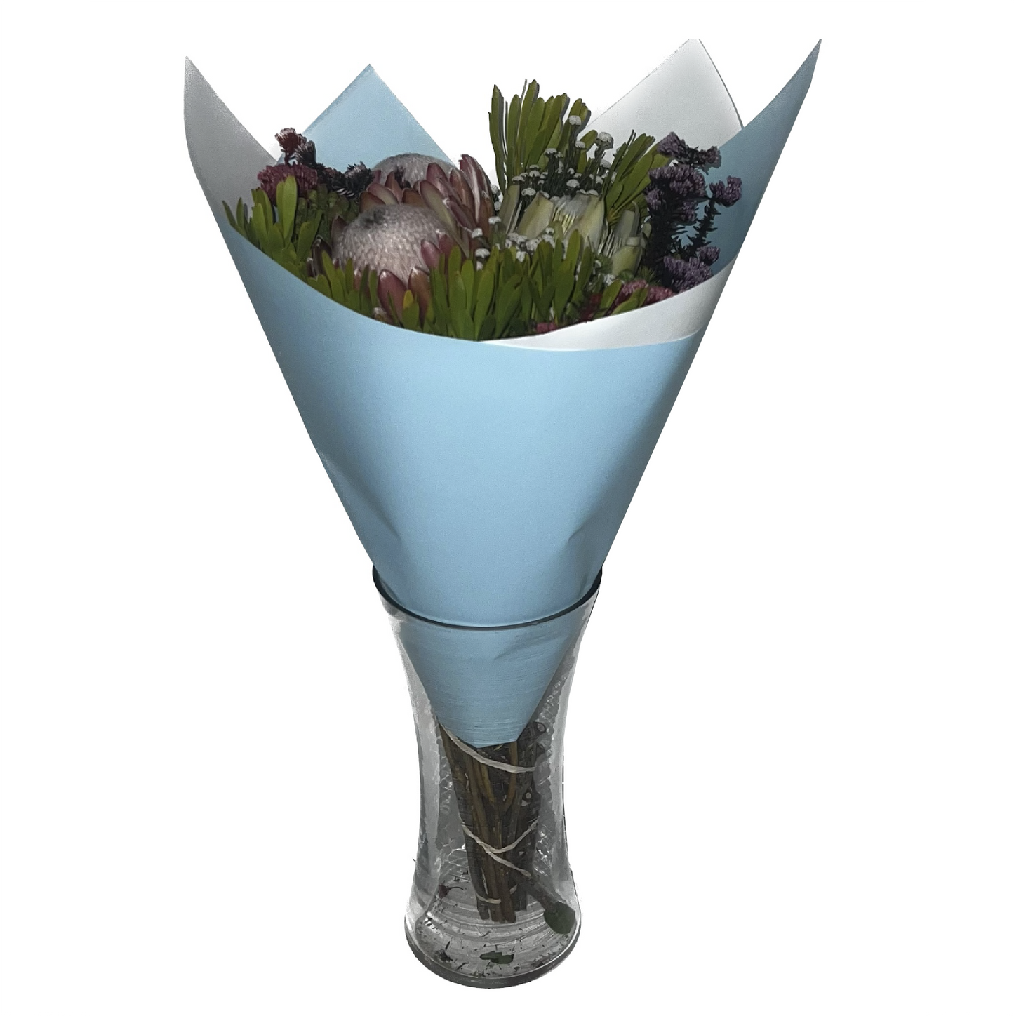 Zellophan-Blumenverpackung: Zweifarbiges Babyblau und Weiß (20er-Packung)