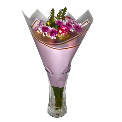 Cellophane Flower Wrap: Transparent Pink With Frosted Border & Gold Trim (Pack of 20)