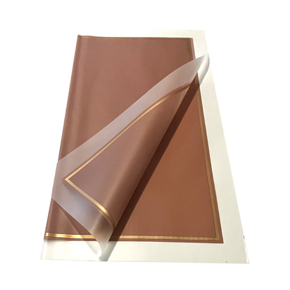 Zellophan-Blumenverpackung: Transparentes Altrosa mit mattiertem Rand und Goldbesatz (20er-Packung)
