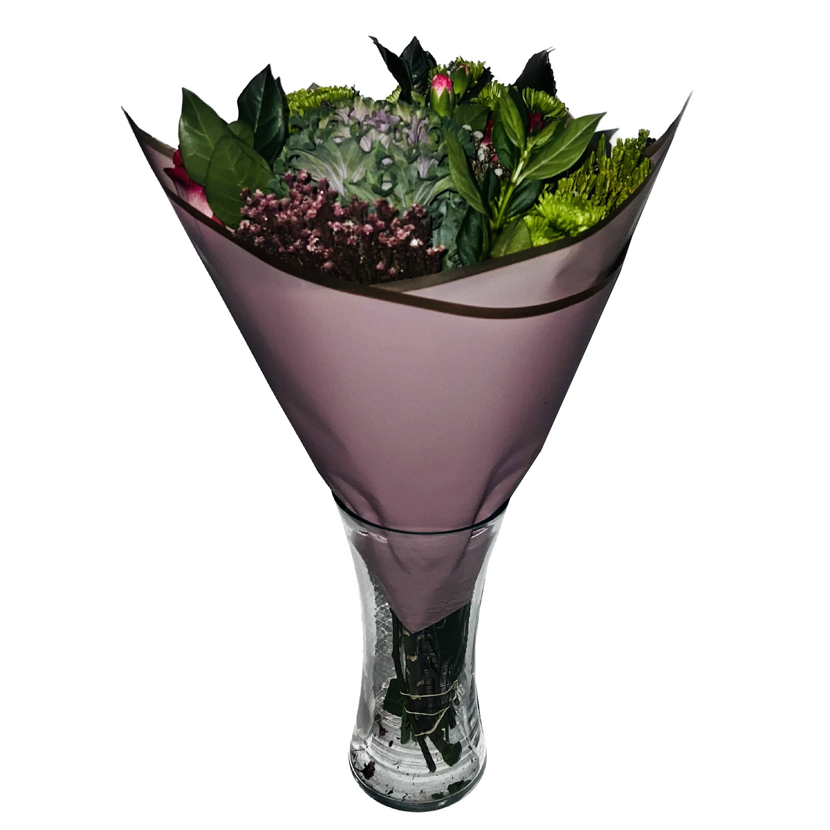 Zellophan-Blumenverpackung: Transparentes Altrosa mit mattiertem Rand und Goldbesatz (20er-Packung)