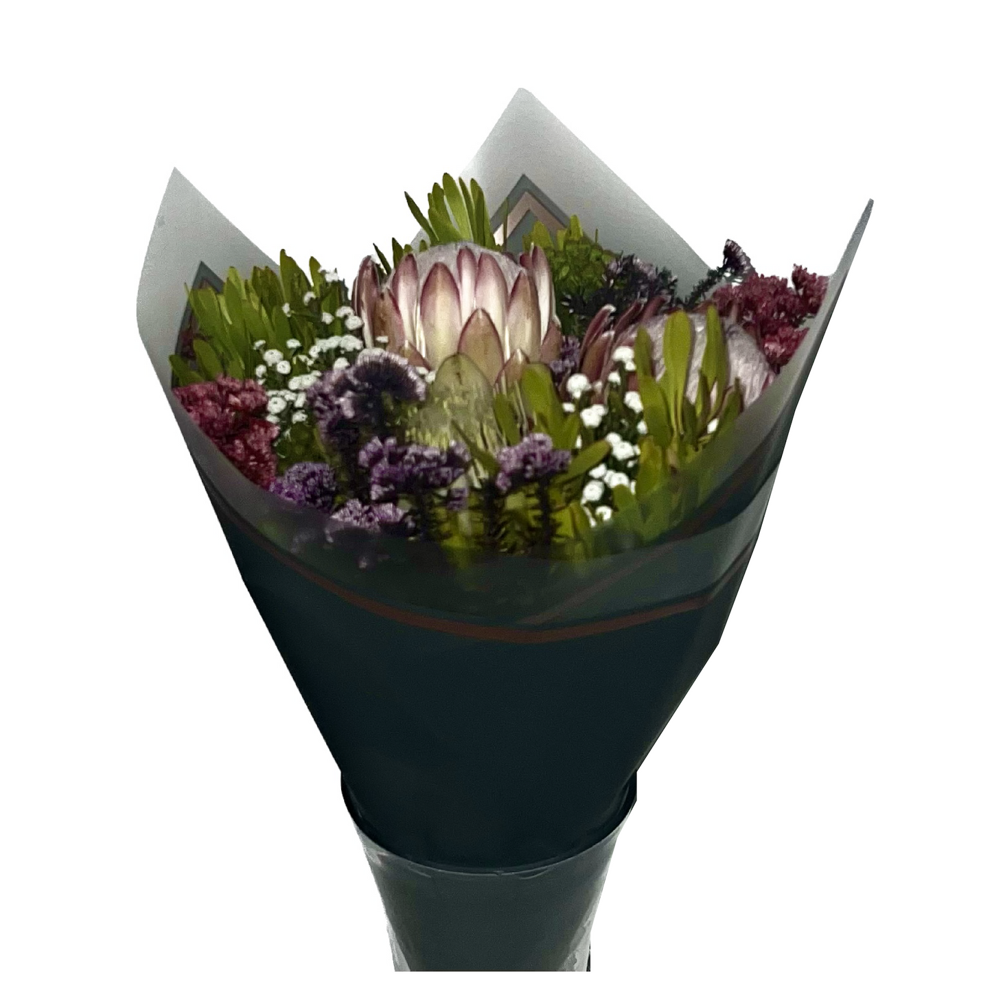 Zellophan-Blumenverpackung: Transparentes Grau mit mattiertem Rand und Roségoldbesatz (20er-Packung)