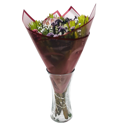 Cellophane Flower Wrap: Semi Transparent Red With Red Border (Pack of 20)