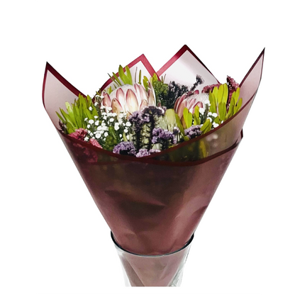 Cellophane Flower Wrap: Semi Transparent Red With Red Border (Pack of 20)