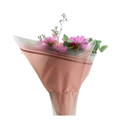 Zellophan-Blumenverpackung: Transparentes Rosa mit roségoldenem Rand (20er-Pack)