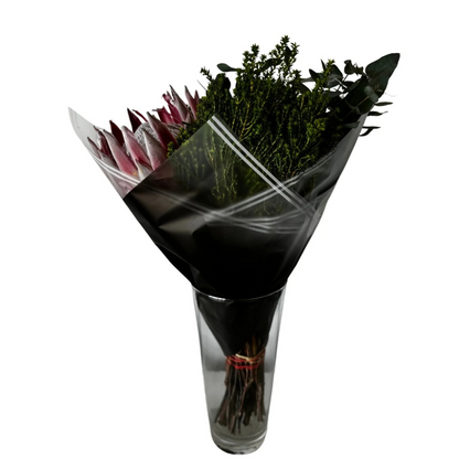 Zellophan-Blumenverpackung: Transparent Schwarz mit weißem Rand (20 Stück)