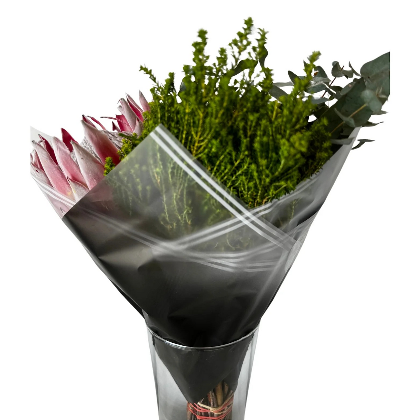 Zellophan-Blumenverpackung: Transparent Schwarz mit weißem Rand (20 Stück)