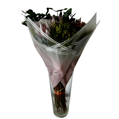 Zellophan-Blumenverpackung: Transparentes Dunkelrosa mit weißem Rand (20 Stück)