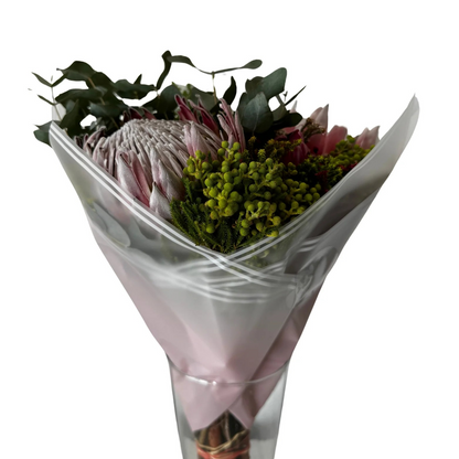 Zellophan-Blumenverpackung: Transparentes Dunkelrosa mit weißem Rand (20 Stück)