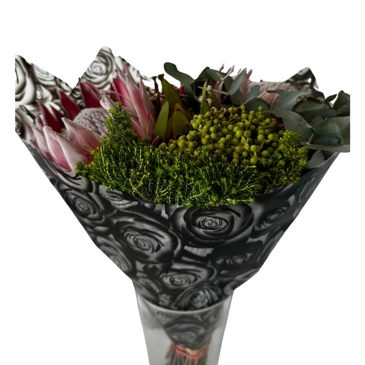 Cellophane Flower Wrap: Transparent Black Rose Print (Pack of 20)