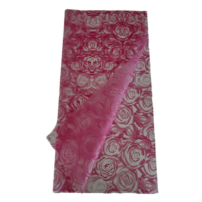 Cellophane Flower Wrap: Transparent Dark Pink Rose Print (Pack of 20)
