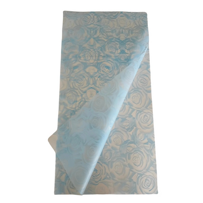 Cellophane Flower Wrap: Transparent Blue Rose Print (Pack of 20)