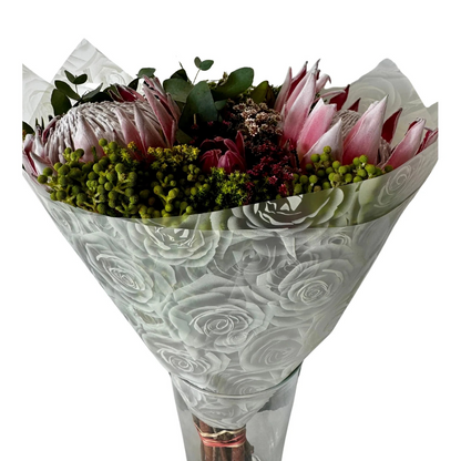 Cellophane Flower Wrap: Transparent Yellow Rose Print (Pack of 20)