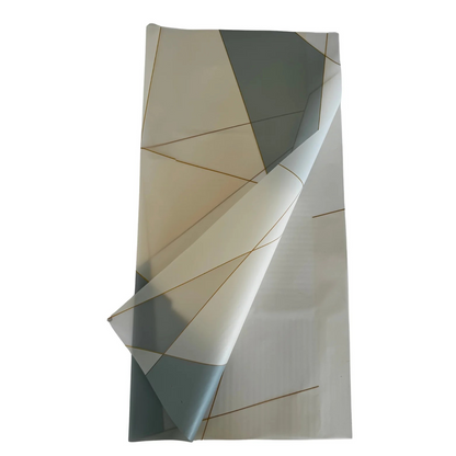 Emballage cellophane pour fleurs : deux tons gris et blanc, bordure dorée (paquet de 20)