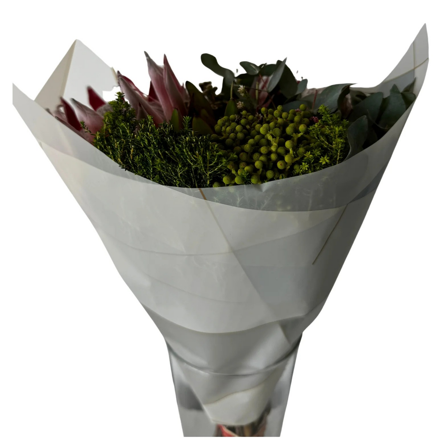 Emballage cellophane pour fleurs : deux tons gris et blanc, bordure dorée (paquet de 20)