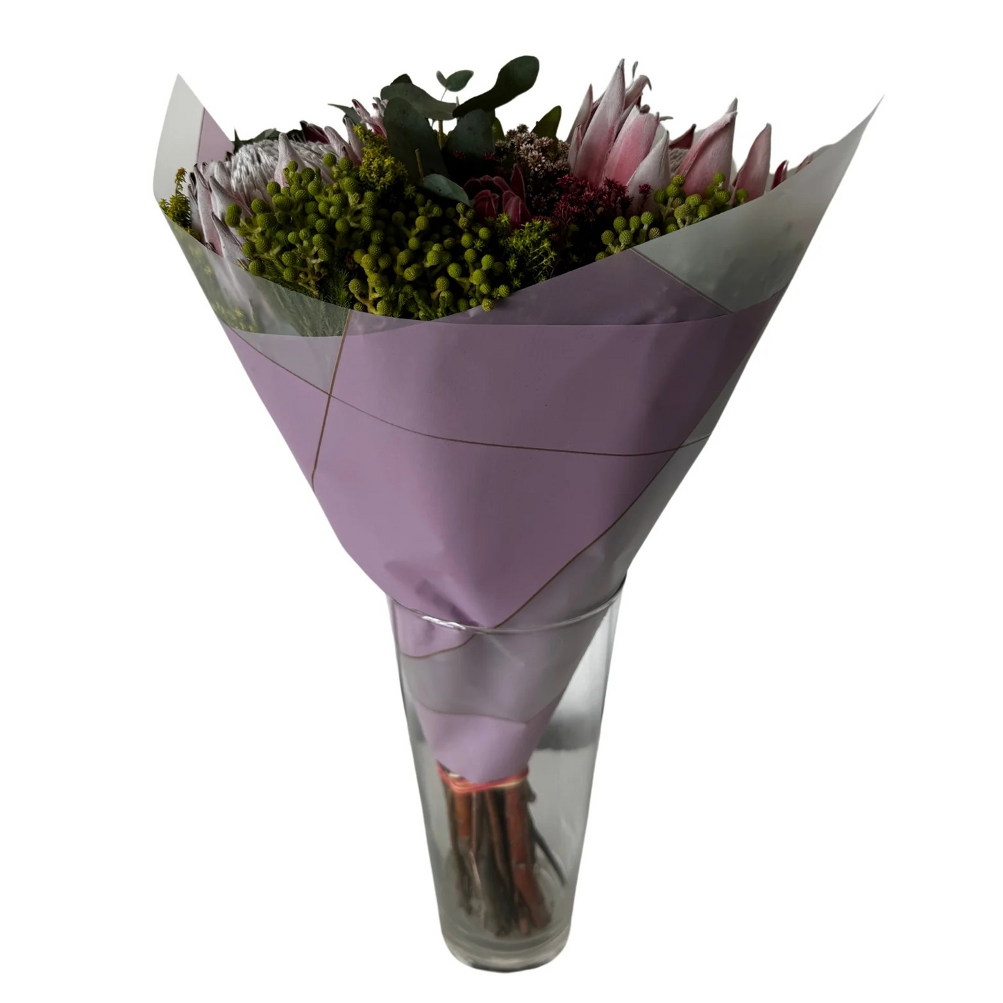 Cellophane Flower Wrap: Two Tone Purple & White Gold Trim (Pack of 20)