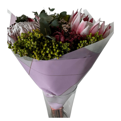 Cellophane Flower Wrap: Two Tone Purple & White Gold Trim (Pack of 20)