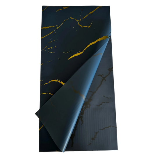 Cellophane Flower Wrap: Grey & Gold Marble (Pack of 20)