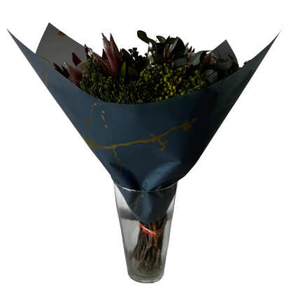 Emballage cellophane pour fleurs : marbre gris et doré (paquet de 20)