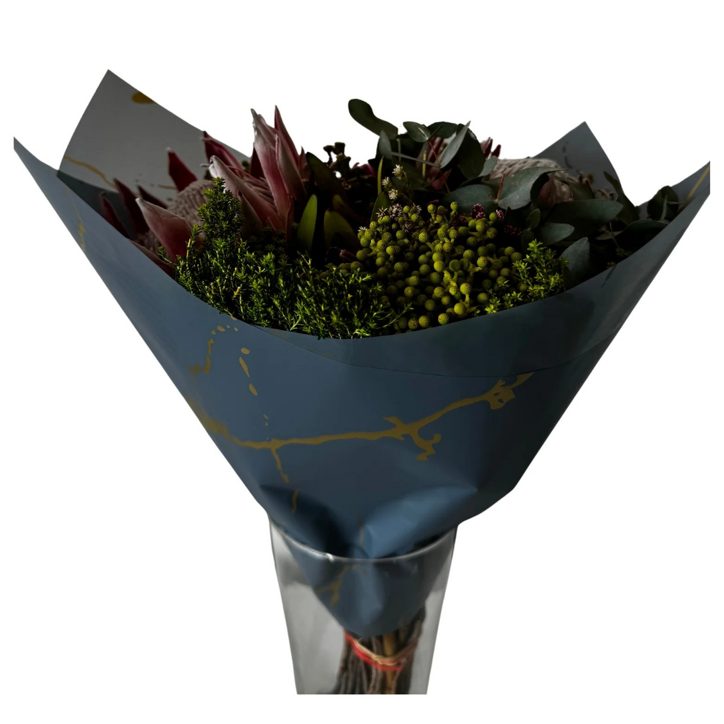Emballage cellophane pour fleurs : marbre gris et doré (paquet de 20)