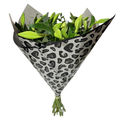 Cellophane Flower Wrap: Leopard Print Grey (Pack of 20)