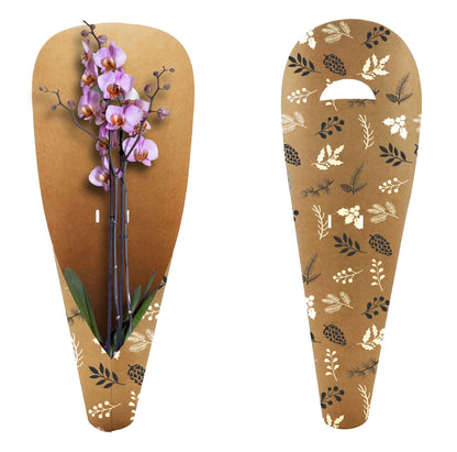 Orchideen-Tragetasche – Tannenzapfen, Schwarzweiß (20er-Pack)