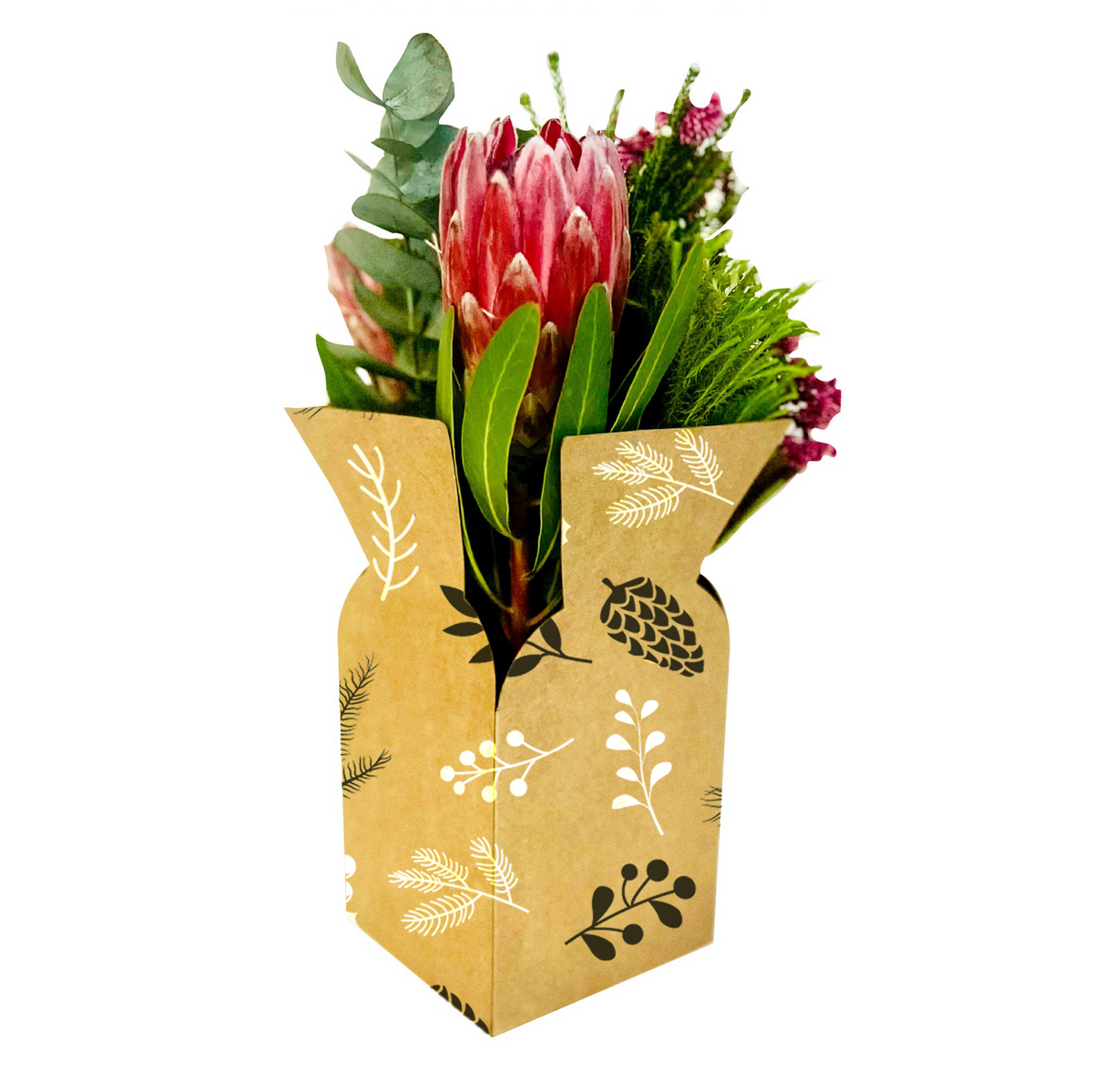 Blumenstraußbox – Tannenzapfen, Schwarzweiß (20er-Pack)