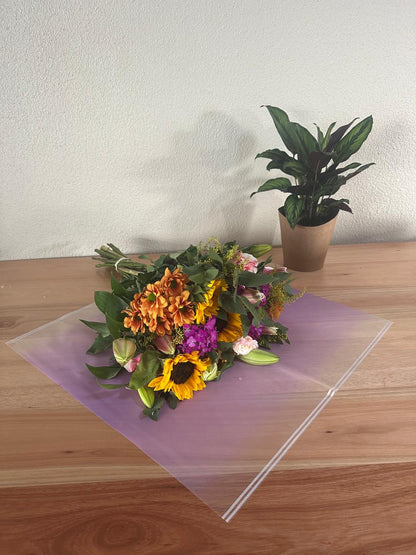 Cellophane Flower Wrap: Transparent Purple With White Border (Pack of 20)