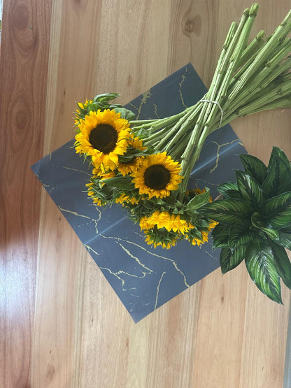 Emballage cellophane pour fleurs : marbre gris et doré (paquet de 20)