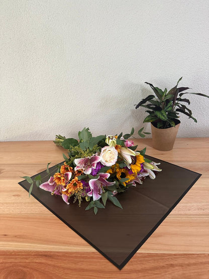 Cellophane Flower Wrap: Semi Transparent Black With Black Border (Pack of 20)